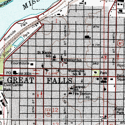Topographic Map of Fairview Baptist Church, MT