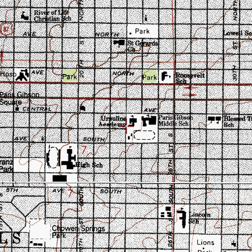 Topographic Map of Solid Rock Bible Church, MT