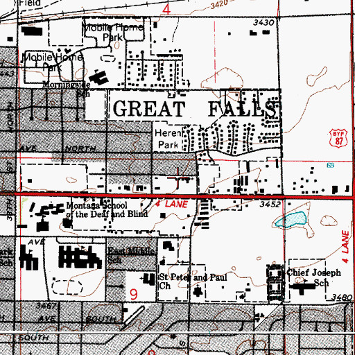 Topographic Map of Highland Baptist Church, MT