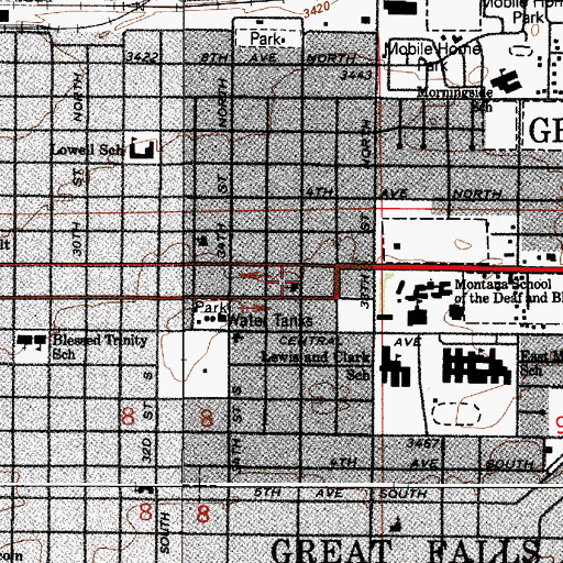 Topographic Map of Grace Baptist Church, MT