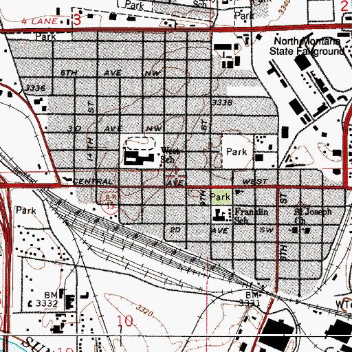 Topographic Map of Calvary Baptist Indian Church, MT