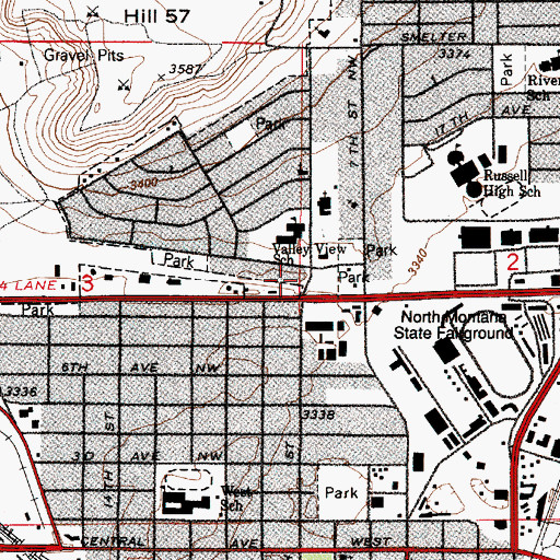 Topographic Map of Westside Baptist Church, MT
