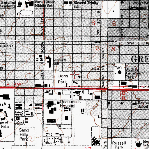Topographic Map of First Southern Baptist Church, MT