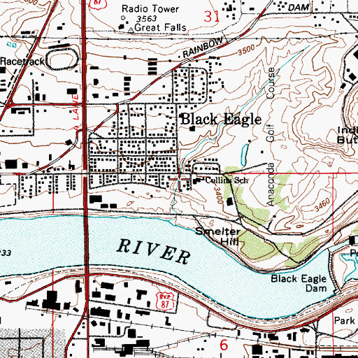 Topographic Map of Immaculate Heart of Mary Church, MT