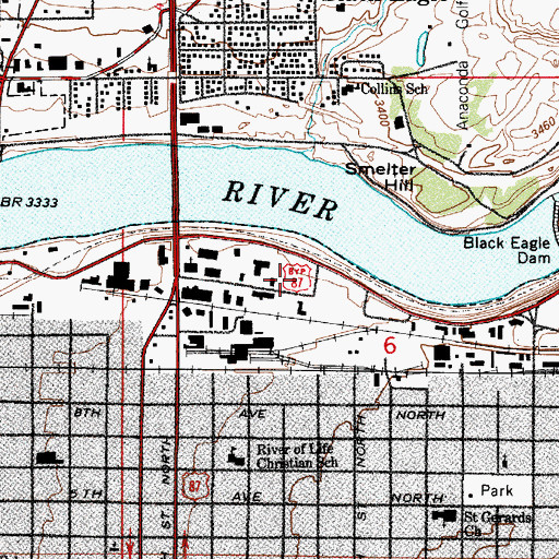 Topographic Map of Columbia Grain International Incorporated Elevator, MT