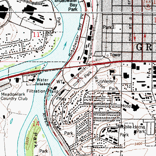 Topographic Map of Broadwater Overlook Park, MT