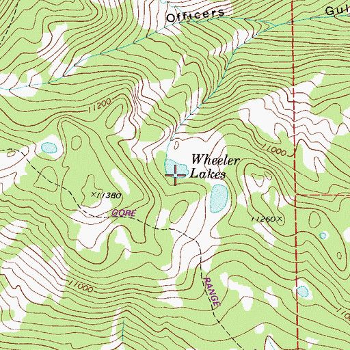 Topographic Map of Wheeler Lakes, CO