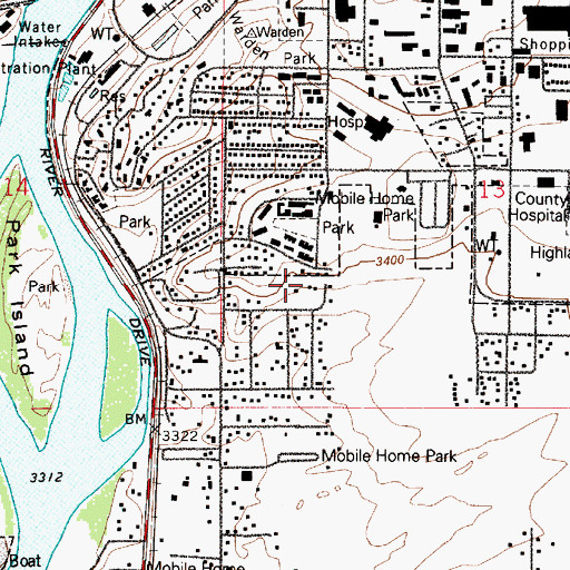 Topographic Map of Hyland Heights Park, MT