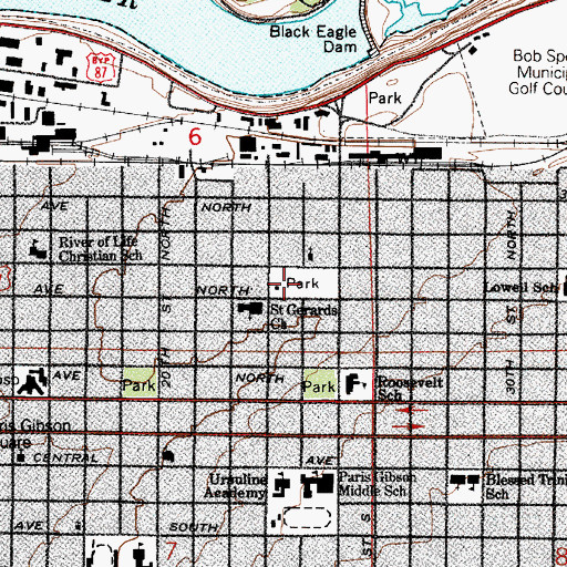 Topographic Map of Kiwanis Park, MT