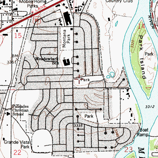 Topographic Map of Meadowlark Park, MT