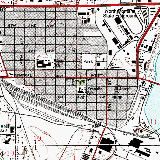 Topographic Map of Rhodes Park, MT