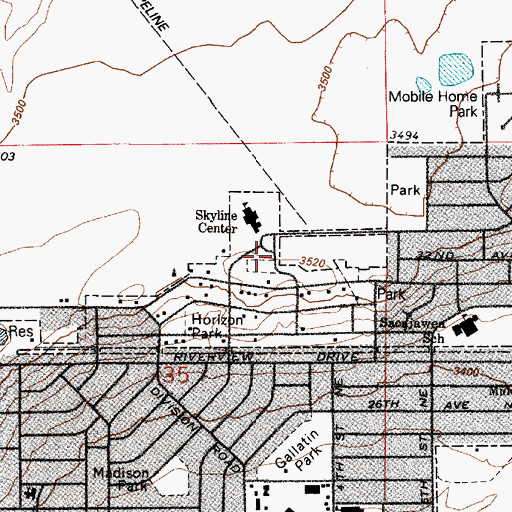 Topographic Map of Skyline Park, MT