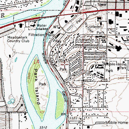 Topographic Map of Verde Park, MT