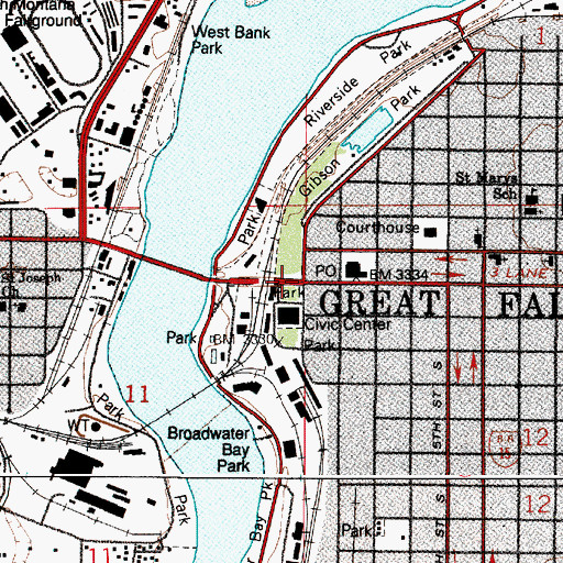 Topographic Map of Whittier Park, MT