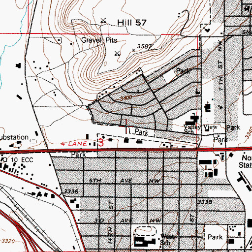 Topographic Map of Valley View Park, MT