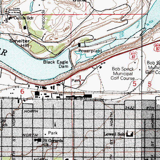 Topographic Map of Veterans Memorial Park, MT