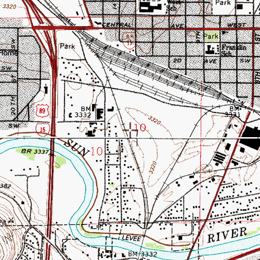 Topographic Map of Emerald Green Golf Club, MT