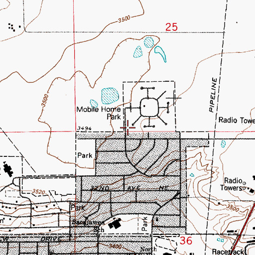Topographic Map of Countryside Village, MT