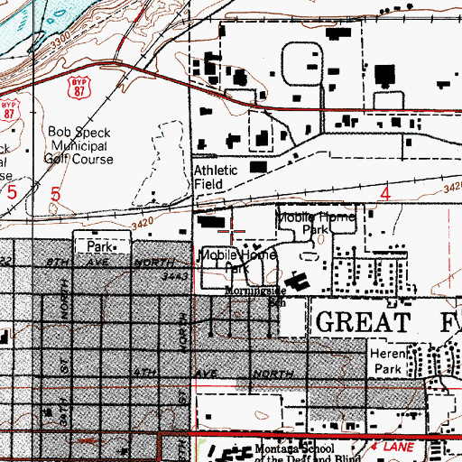 Topographic Map of Highwoods Mobile Home Park, MT