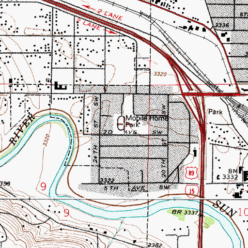 Topographic Map of Garrett Mobile Home Park, MT