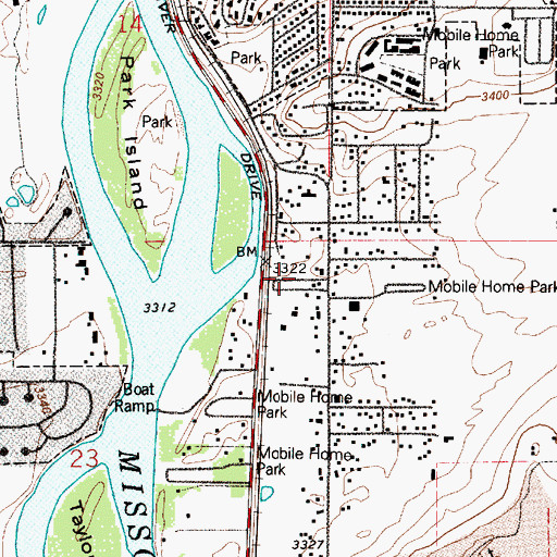 Topographic Map of Pleasant Park Mobile Home Court, MT
