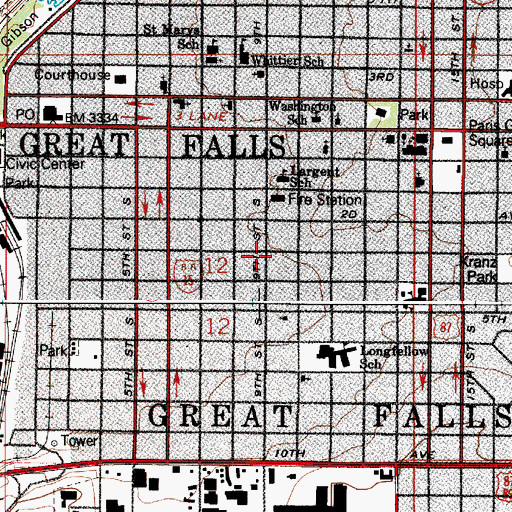 Topographic Map of Wilkinson Foot Clinic, MT