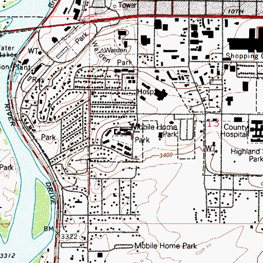 Topographic Map of Great Falls Eye Surgery Center, MT