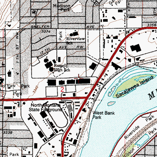 Topographic Map of Westwood Shopping Area, MT