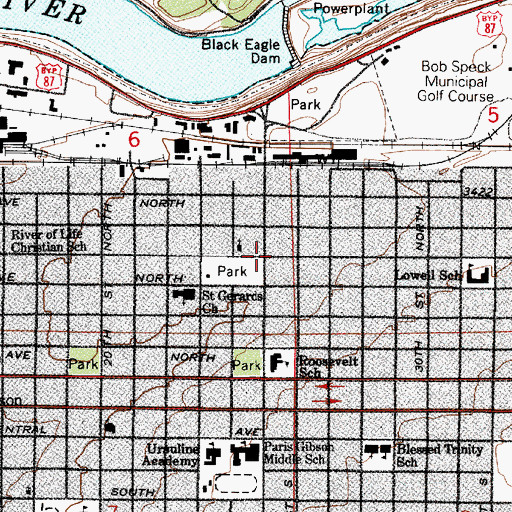 Topographic Map of Norhtside Shopping Center, MT