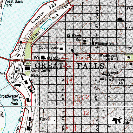 Topographic Map of Times Square Shopping Complex, MT