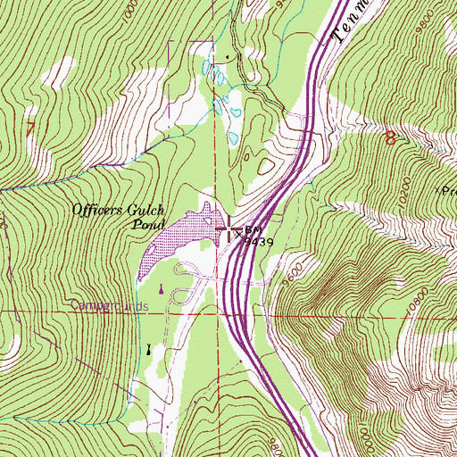 Topographic Map of Officers Gulch, CO