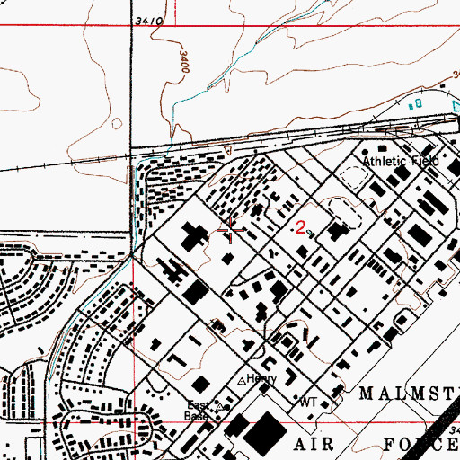 Topographic Map of Malmstrom Air Force Base Library, MT