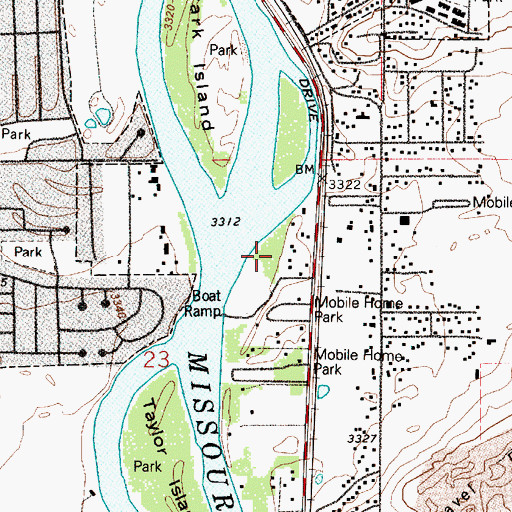 Topographic Map of Missouri Meadows Campground, MT