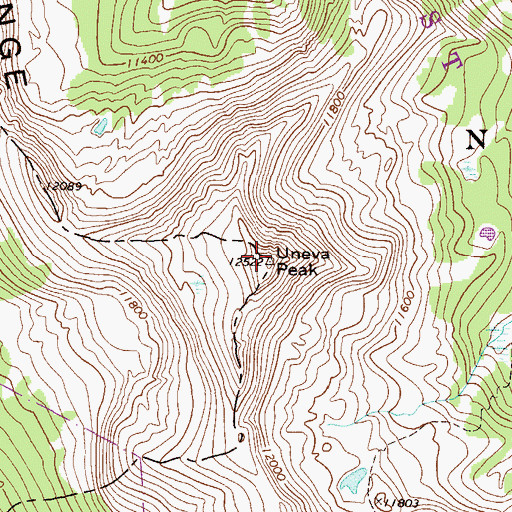 Topographic Map of Uneva Peak, CO