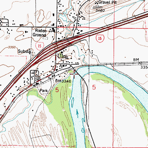 Topographic Map of Ulm Bridge, MT