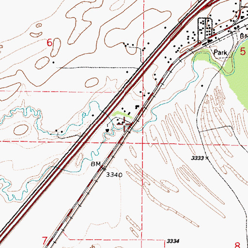 Topographic Map of Muddy Creek Slough Bridge, MT