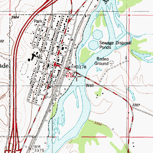 Topographic Map of Missouri River Bridge, MT