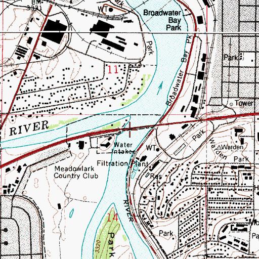 Topographic Map of Missouri River Bridge, MT