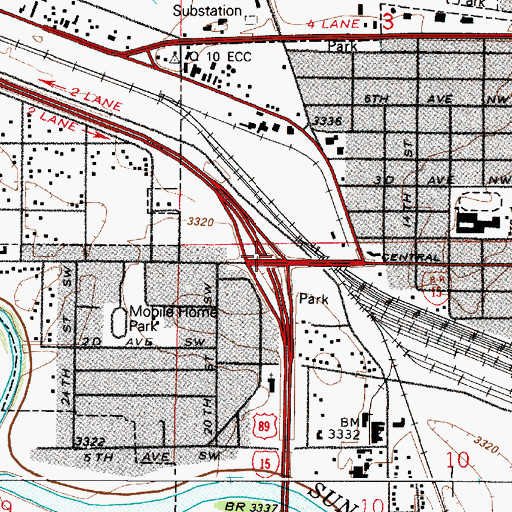 Topographic Map of Interchange 280, MT
