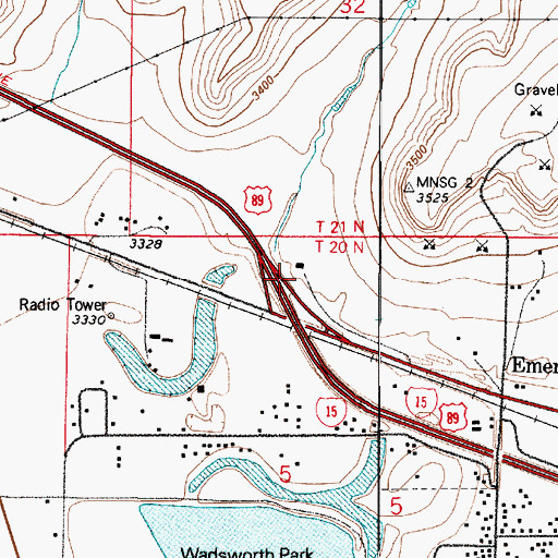 Topographic Map of Interchange 282, MT