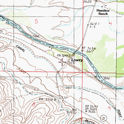 Topographic Map of Lowry (historical), MT