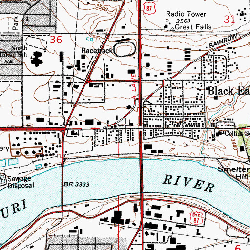 Topographic Map of Blessed Sacrament Catholic Church, MT