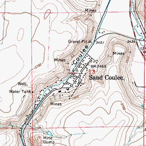 Topographic Map of Saint Pauls Catholic Church (historical), MT