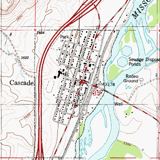 Topographic Map of Sacred Heart Catholic Church, MT