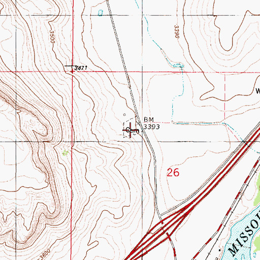 Topographic Map of Hillside Cemetery, MT