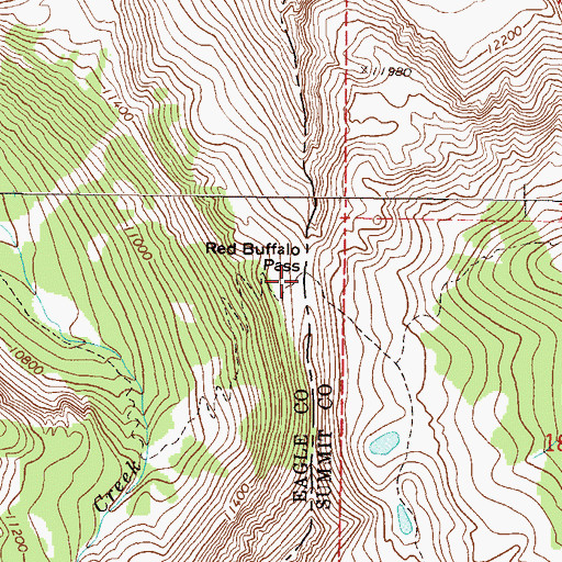 Topographic Map of Red Buffalo Pass, CO