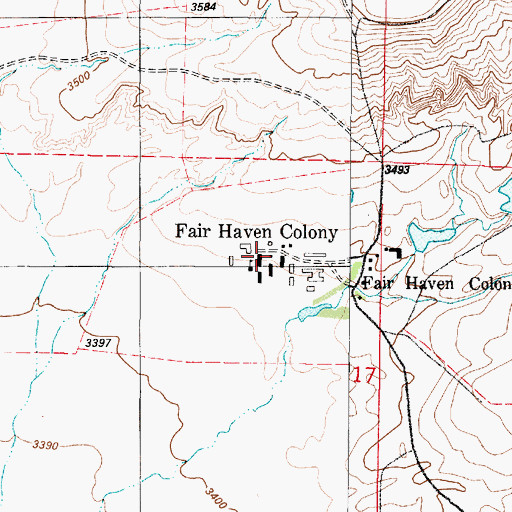 Topographic Map of Fairhaven Colony School, MT