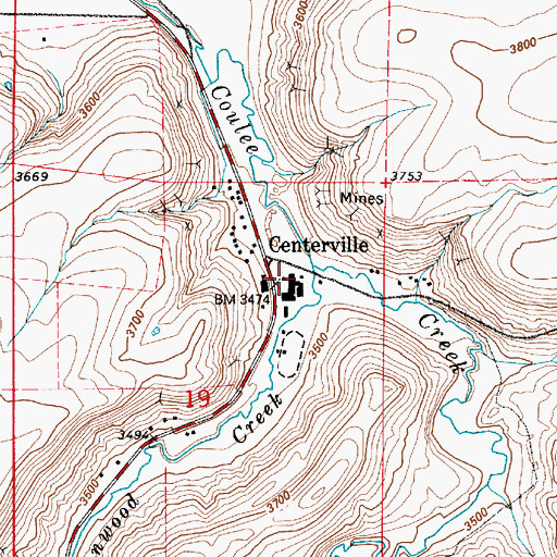 Topographic Map of Centerville School, MT