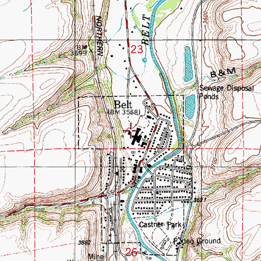 Topographic Map of Belt School, MT