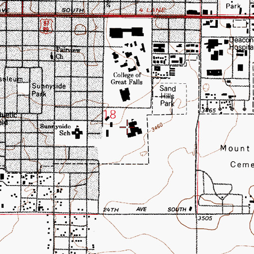 Topographic Map of Montana State University - Great Falls College of Technology, MT